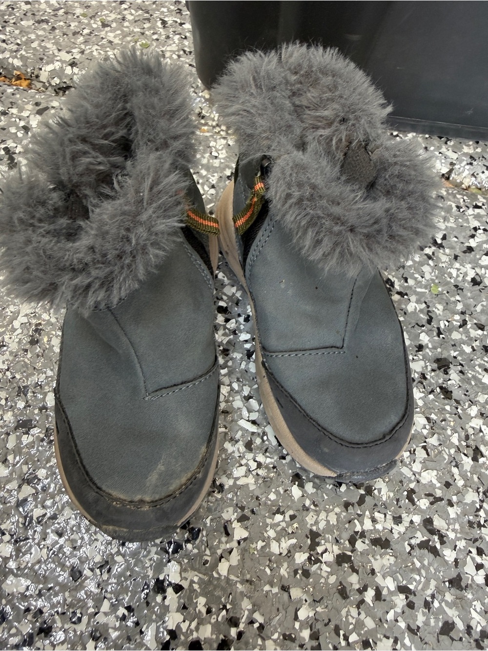 Zara Gray Fur-Trim Kids Rain & Snow Boots